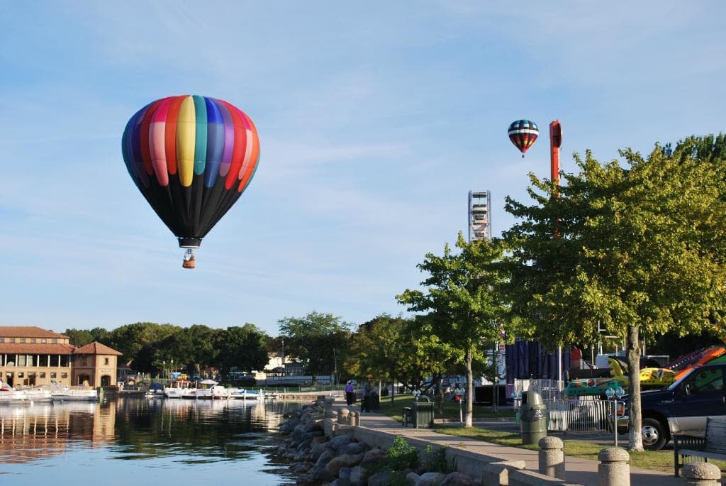 Above downtown Lake Geneva.