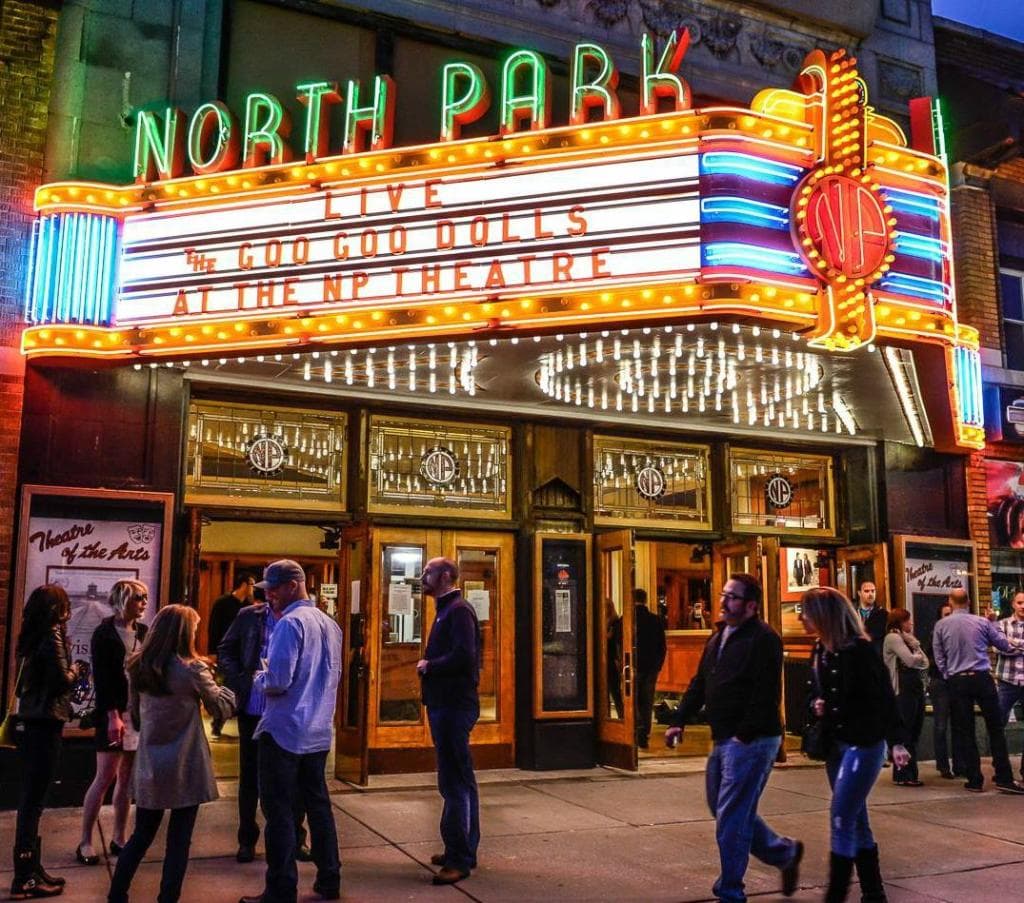 North Park Theatre marquee the night of the Goo Goo Dolls live show.