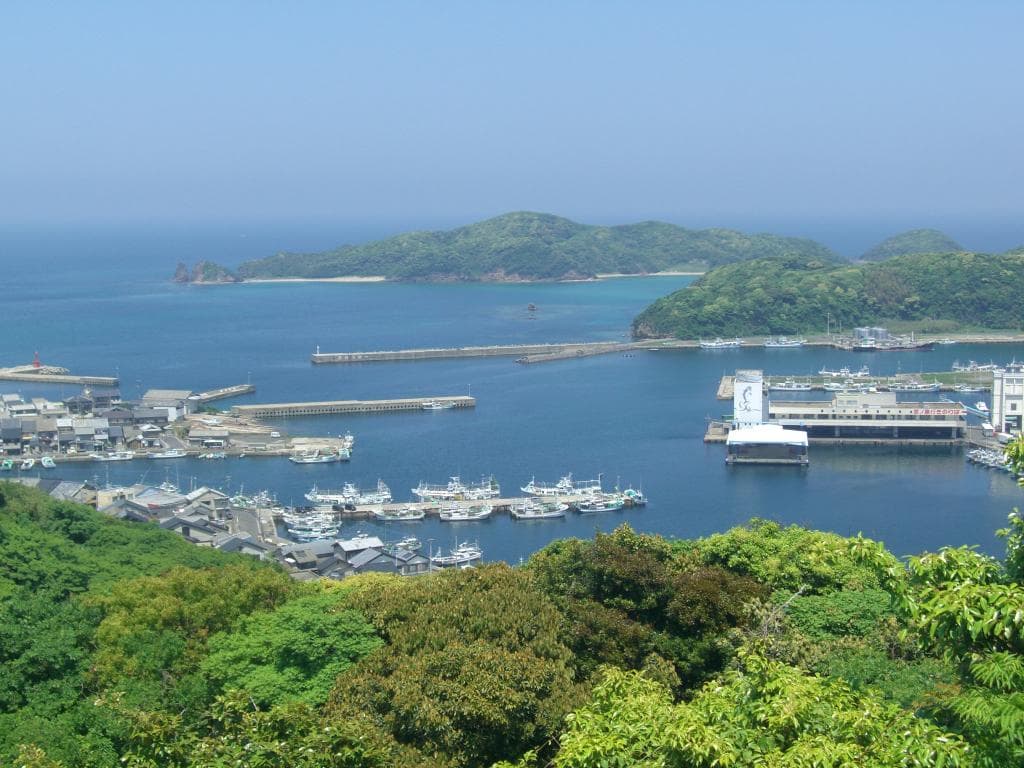 勝本の町を望む