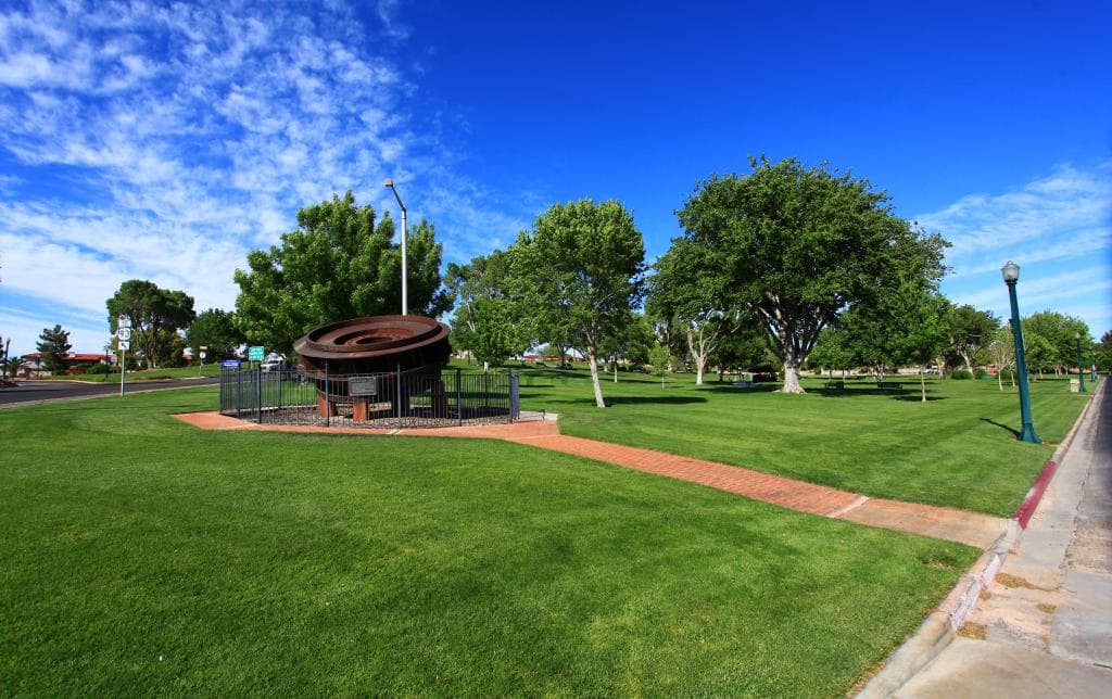 The Hoover Dam Turbine Wheel at the corner of Nevada Way and Colorado St.