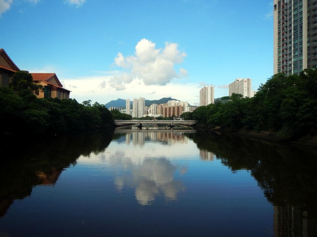 Sha Tin River - HK Heritage Museum on the left side