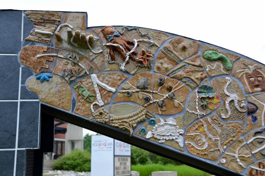 Interesting artwork in front of the building