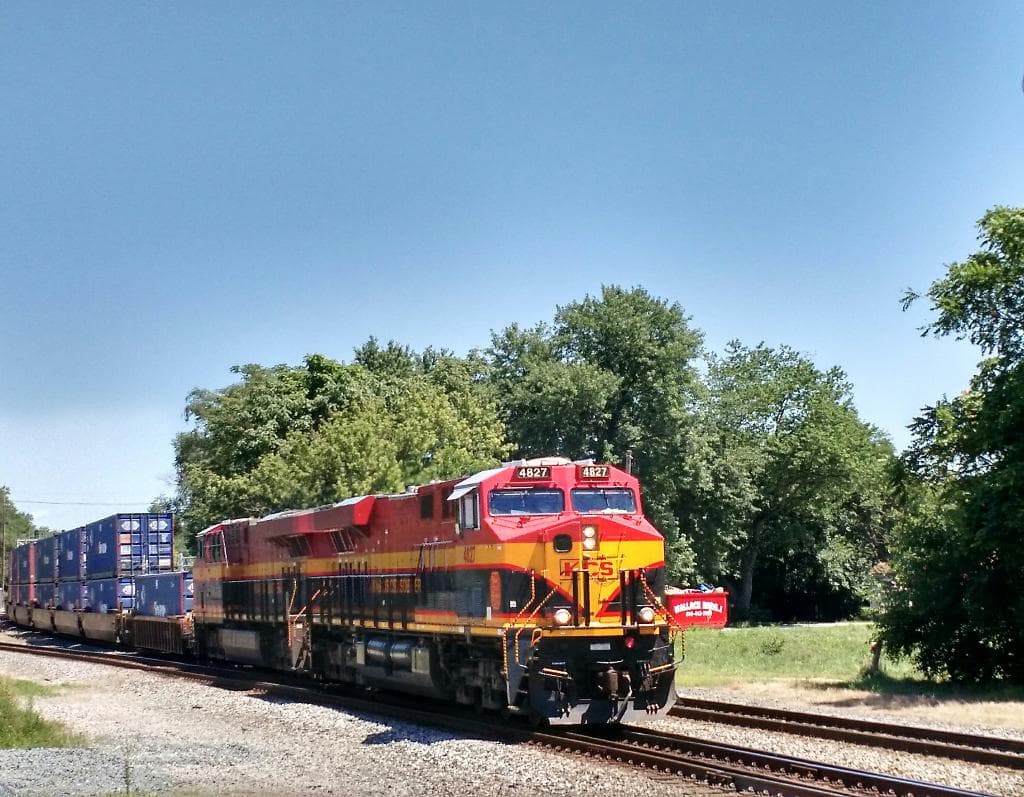 Westbound Pacer Stacktrain on CSX track 1 at East Haley