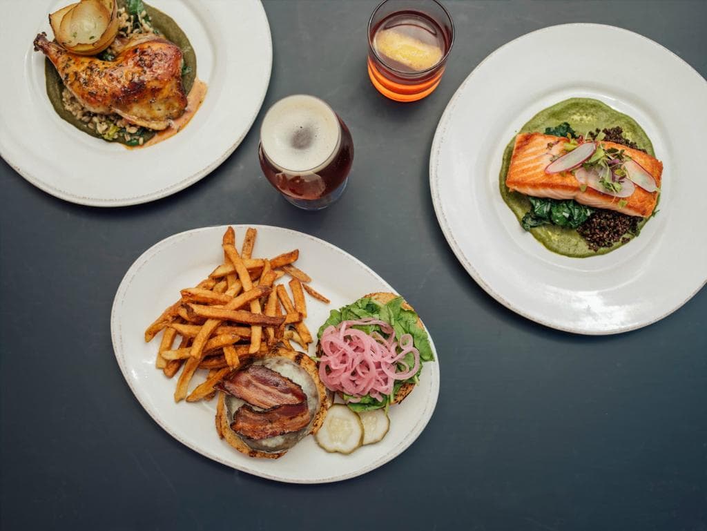 Burger, Chicken and Salmon