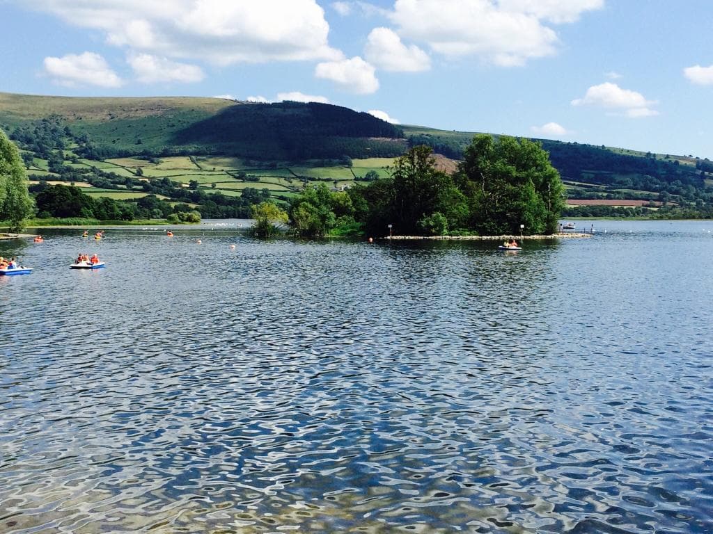 It's a first time here at Llangorse Lake. It's absolutely beautiful. I would recommend it to any
