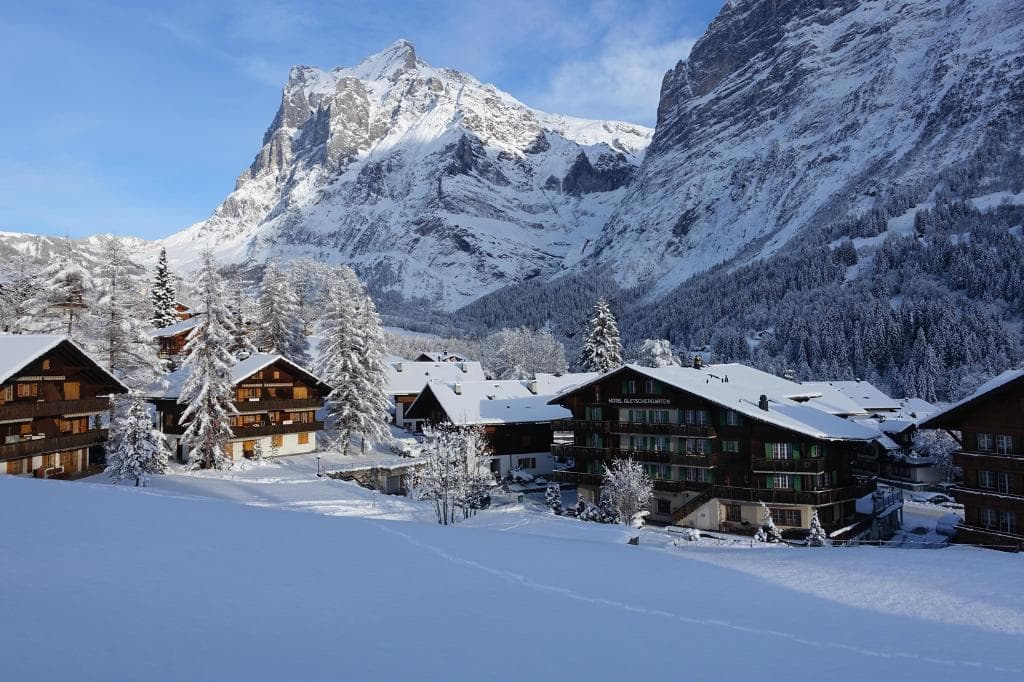 Wetterhorn and Grindelwald in Winter