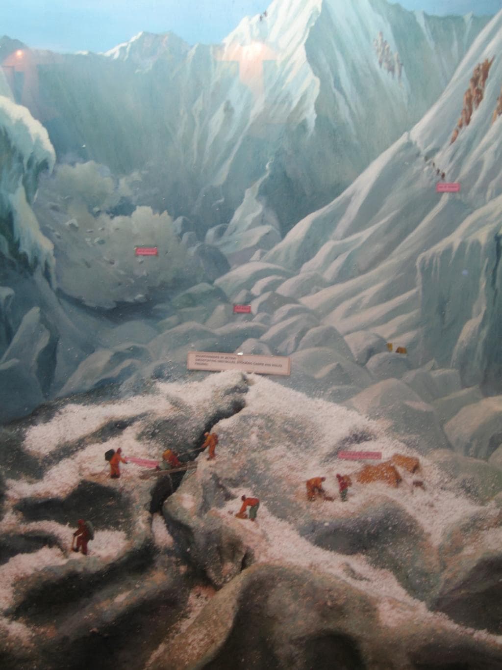 Painting depicting various stages of Everest Climb