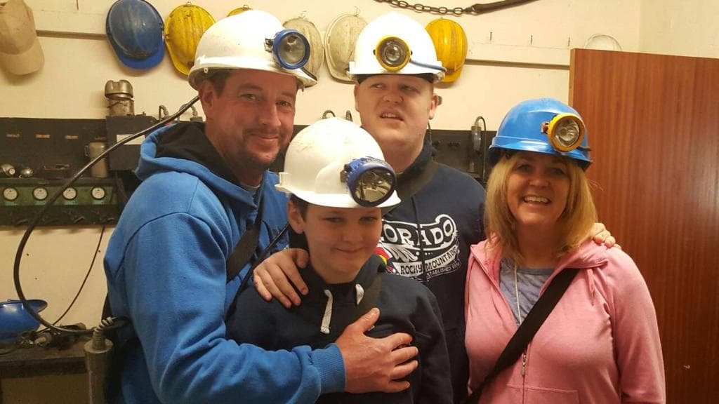 Emerging from the mine after a great experience!