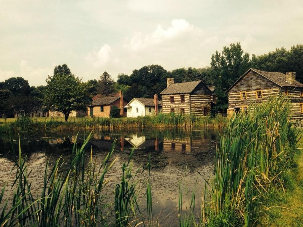 View across the pond at Old Bedford Village