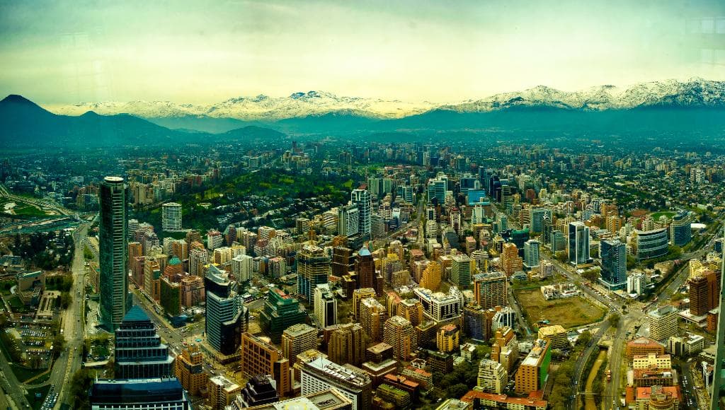 Vista de Santiago e as Cordilheiras