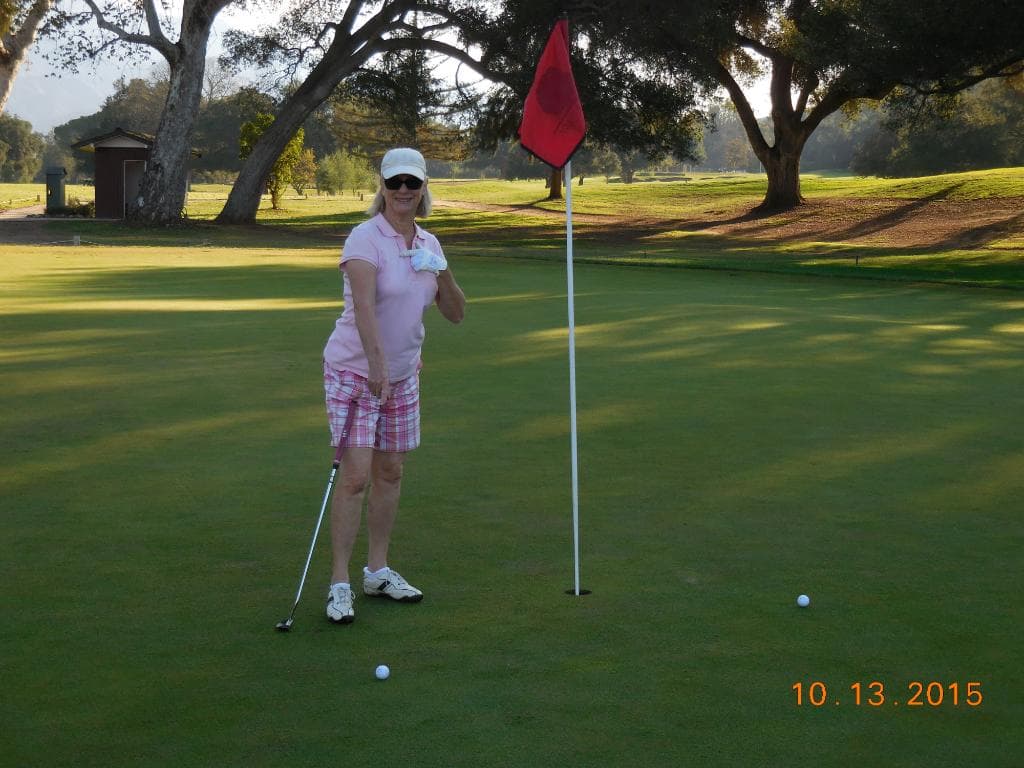 Our tee shots on the par 3 7th hole