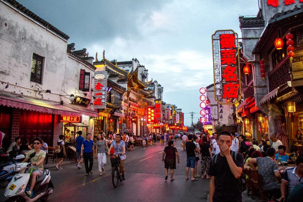 Street crossing the ancient street