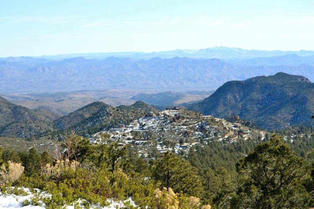 View of the mountain range from the Hualapai Mountain County Park.