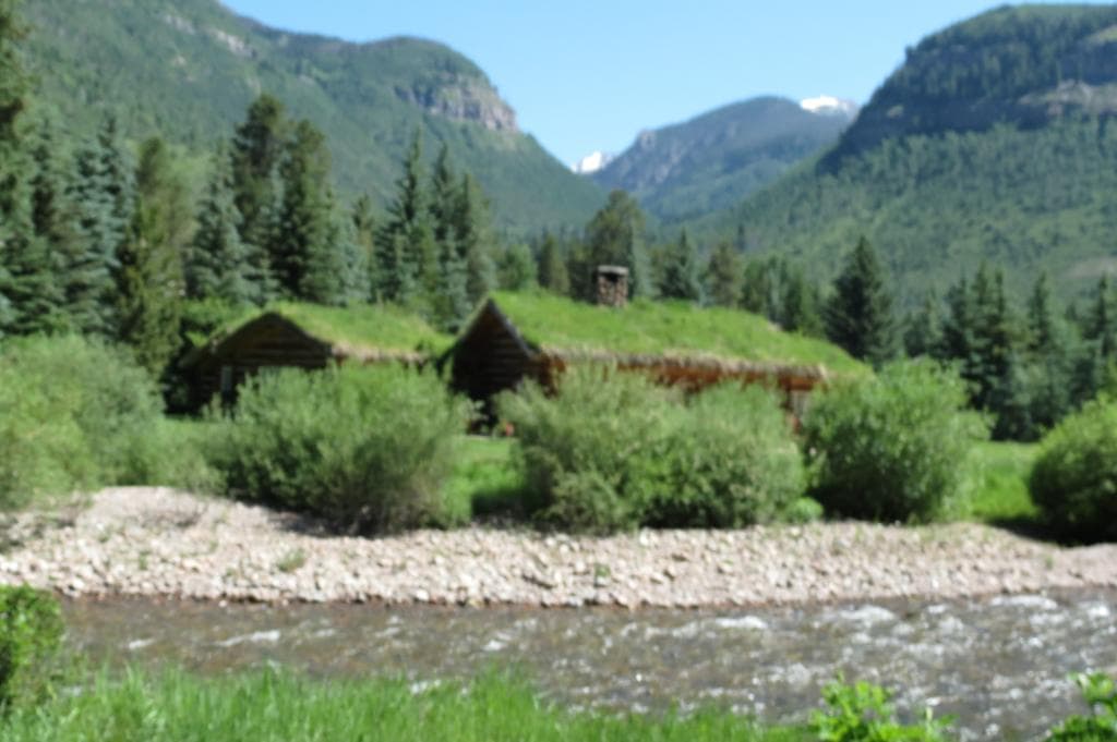 Vail Green housing along the rec. path. Gore Creek in foreground