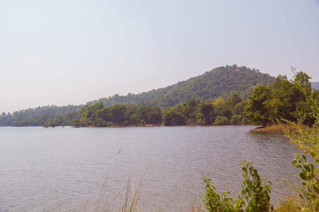 beautiful views of the lake after crossing the bridge