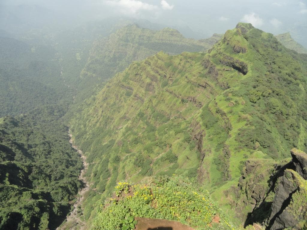 View of dried up Savitri river