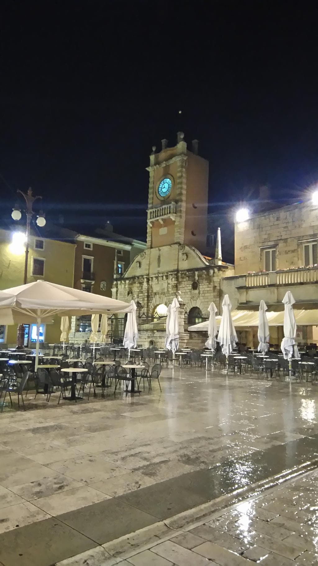 Rainy night in the Zadar old city 