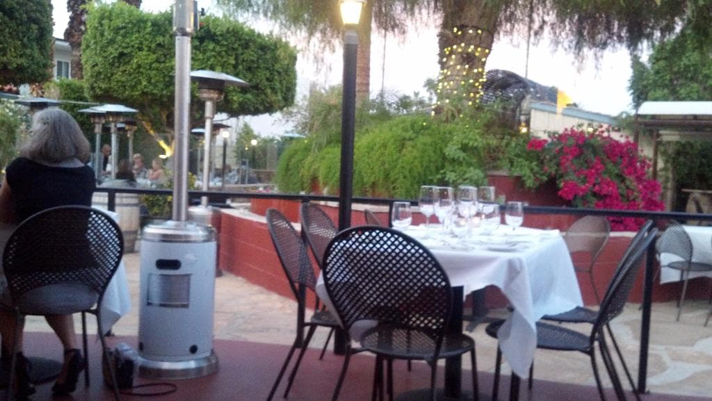 Outdoor seating with heaters