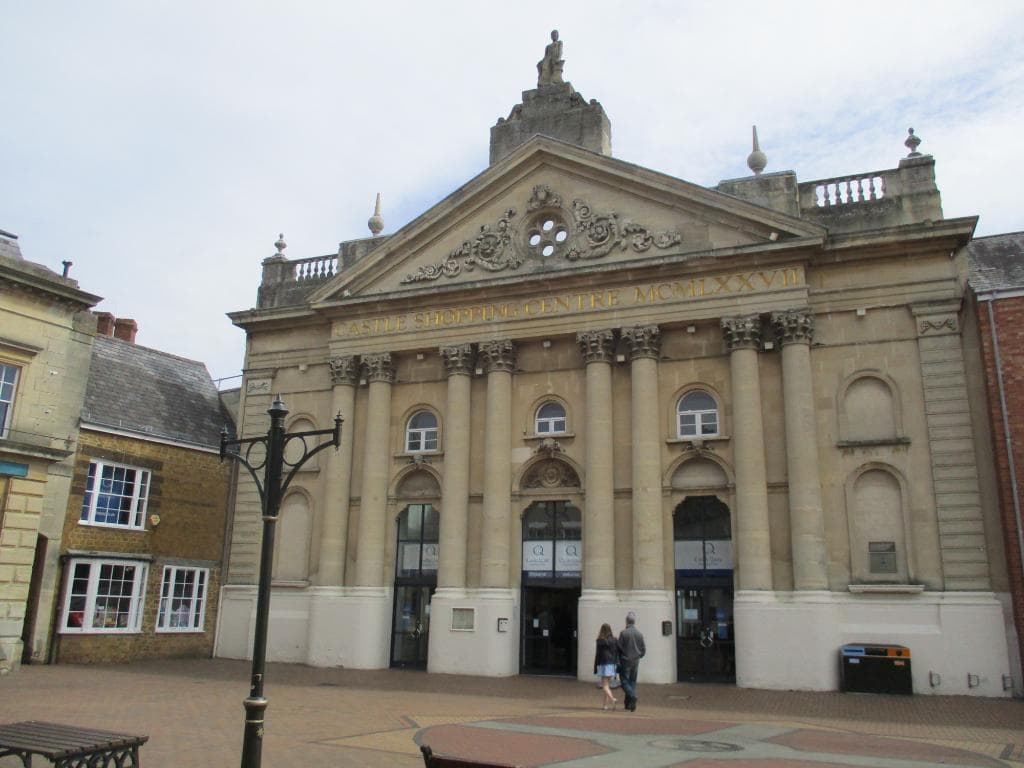 Rather grand enterance to Castle Quay Shopping Centre