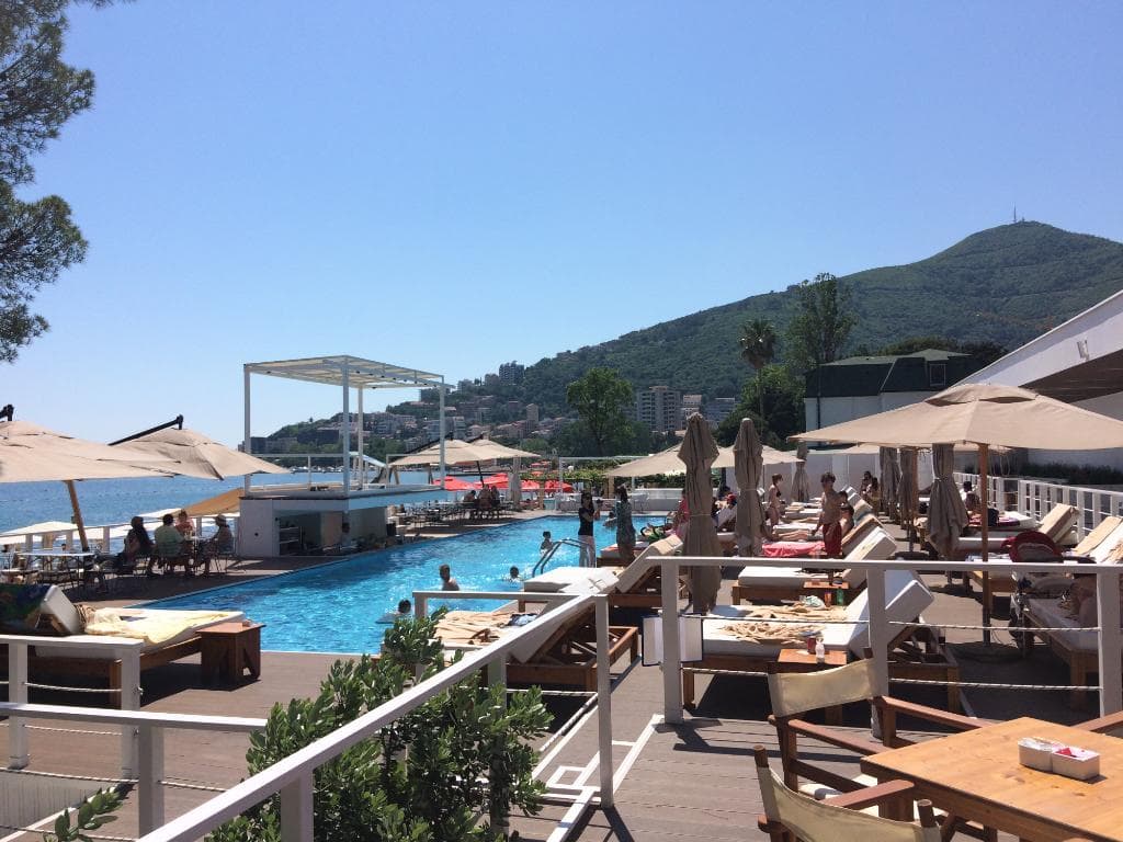 Pool area at the club-really good live music