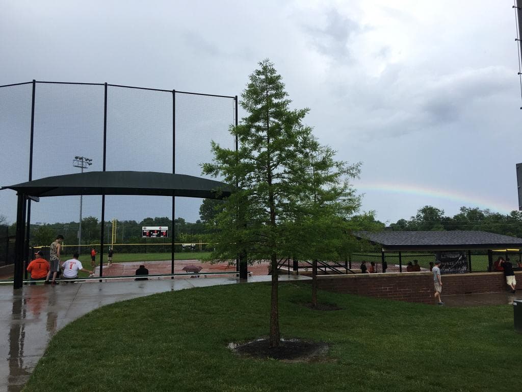 Beautiful park!! We were able to play 3innings of baseball and then it started raining. The park
