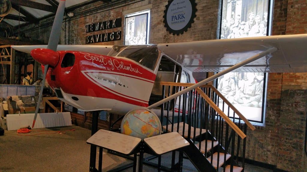 This is a new exhibit opening honoring Jeri Mock, the first woman to replicate LIndbergh's fligh