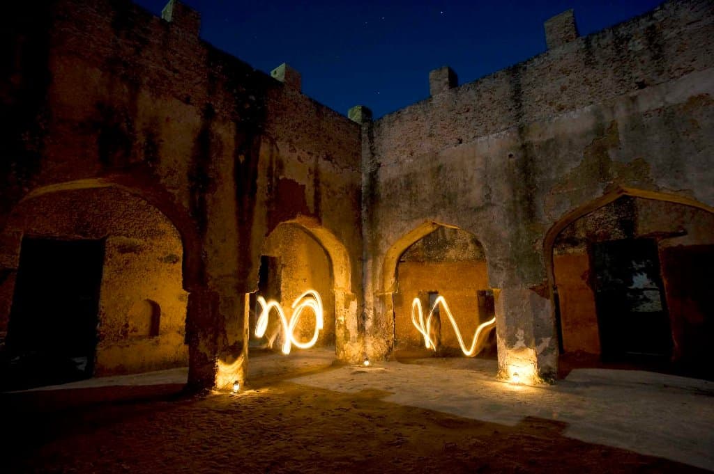 Courtyard by night