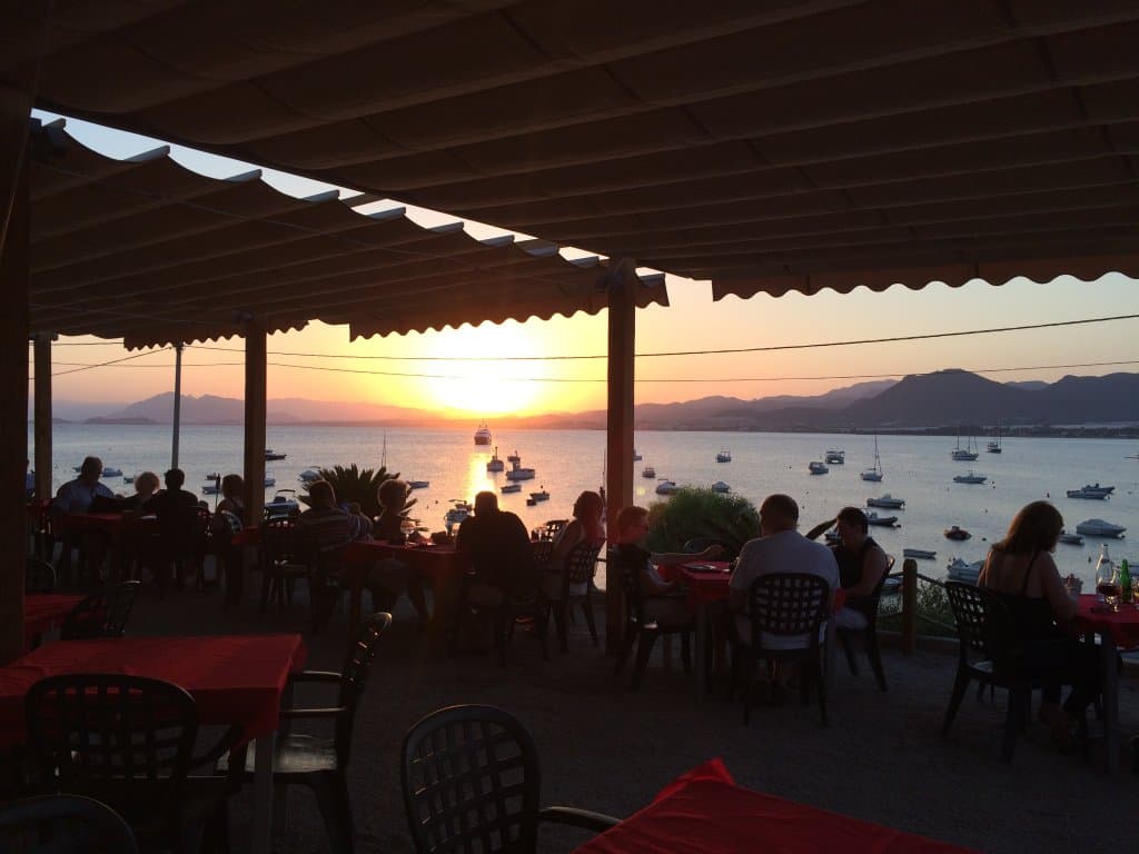 The terrace at sunset