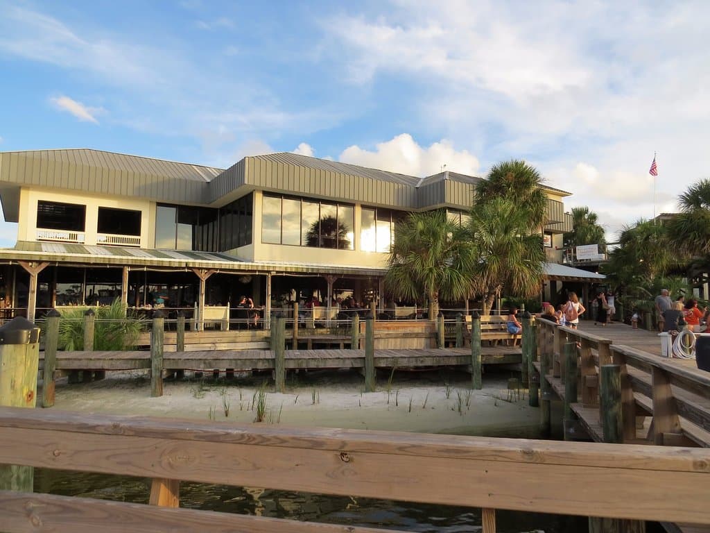 outdoor seating area and boardwalk