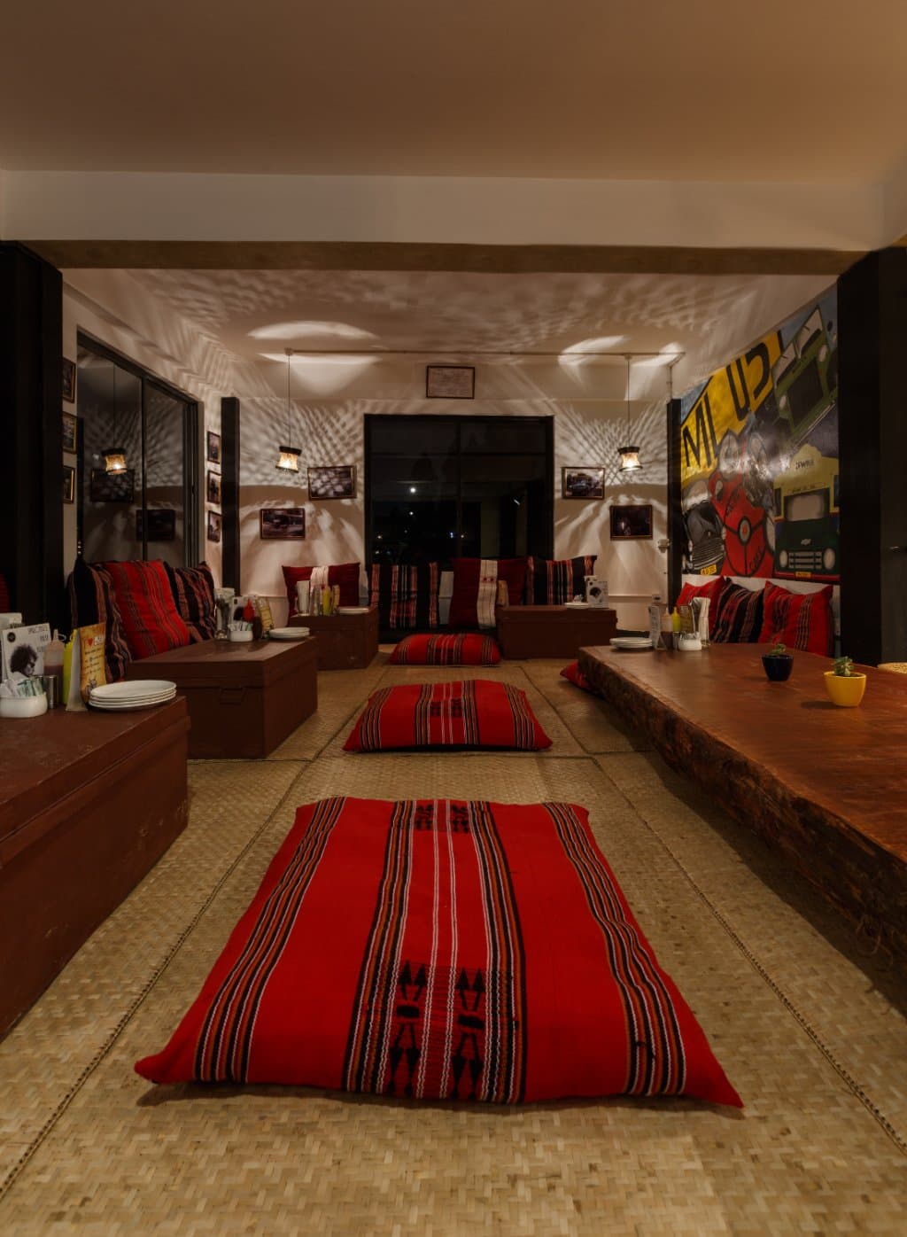 Ethnic low seating chill out area