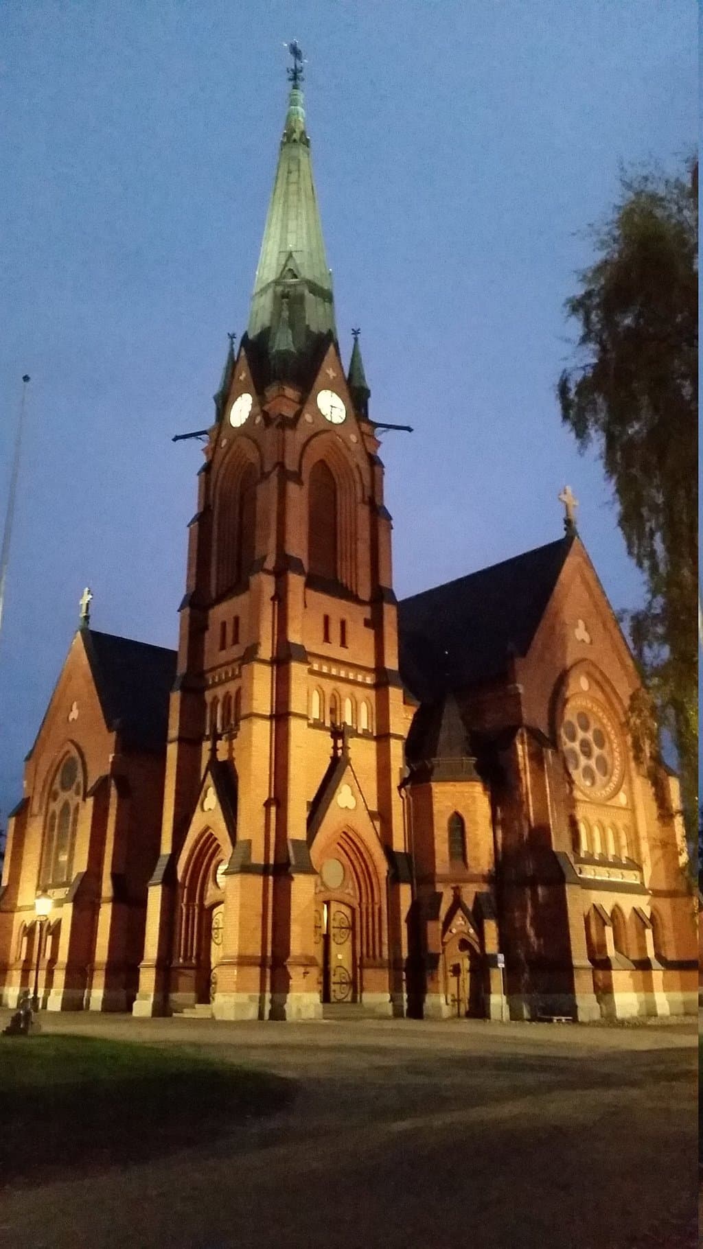 Umeå city church dutinh evening time, authumn