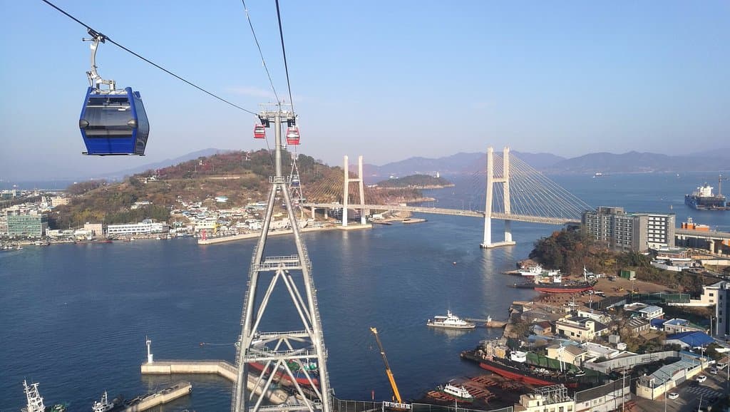 View from the cable car as we start the trip