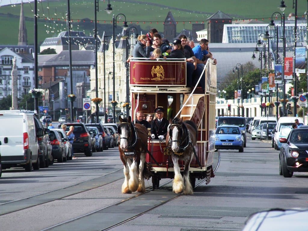 Double deck tram in use
