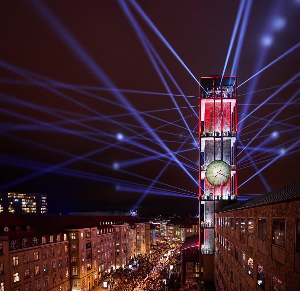 Rådhustårnet den 21/1-2017 til åbningen af kulturhovedestad