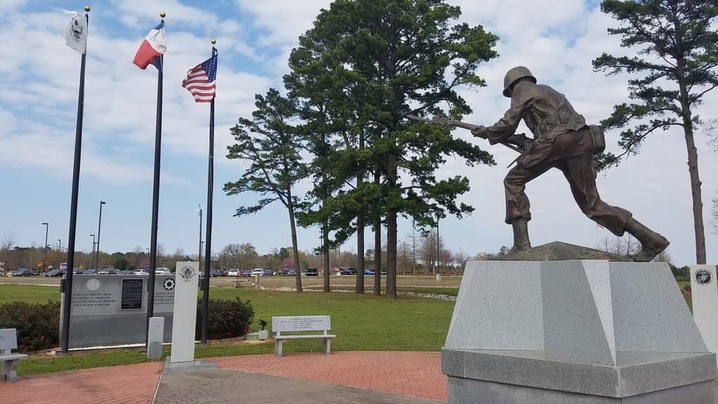 monument and flags