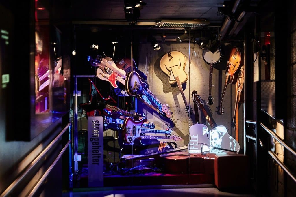 Part of our permanent exhibition - the guitar collection.  (Photo: Eirik Førde)