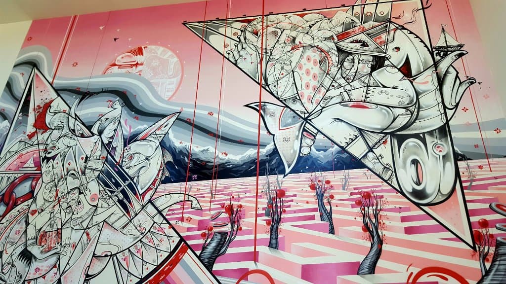 Wall mural in hallway