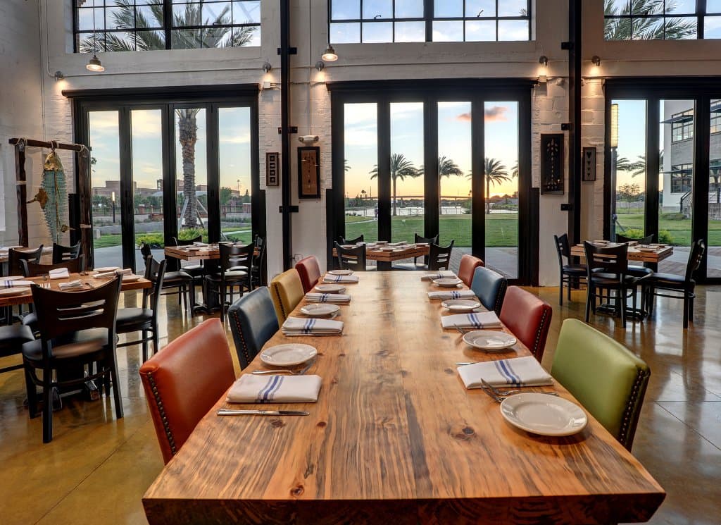 Waterfront views, outdoor seating, and nightly sunset views! Serving lunch and dinner daily. 