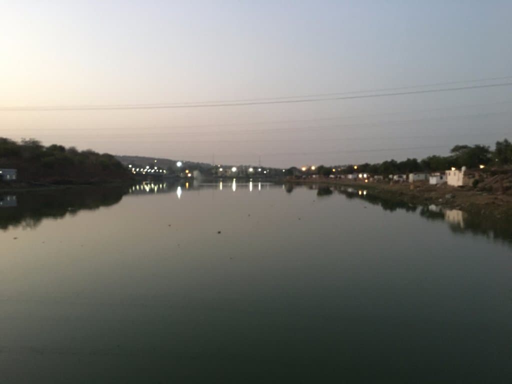 evening view of the lower lake from the gate