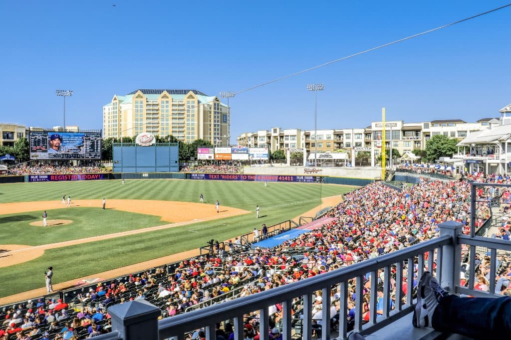 View from the Skinny IT Tech Tavern - overlooking the field and Choctaw Lazy River