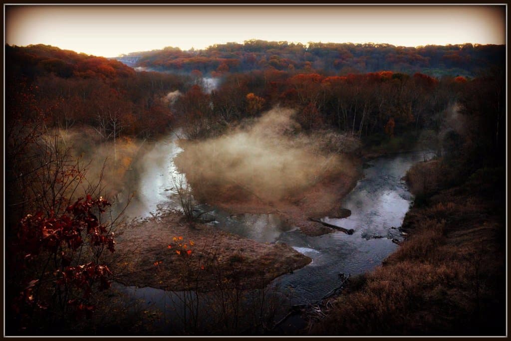 Looking down on the Cuyahoga River from Cascade Overlook.