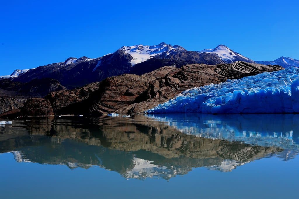 View of the glacier. The rock in the picture was covered by the glacier just a few years ago.