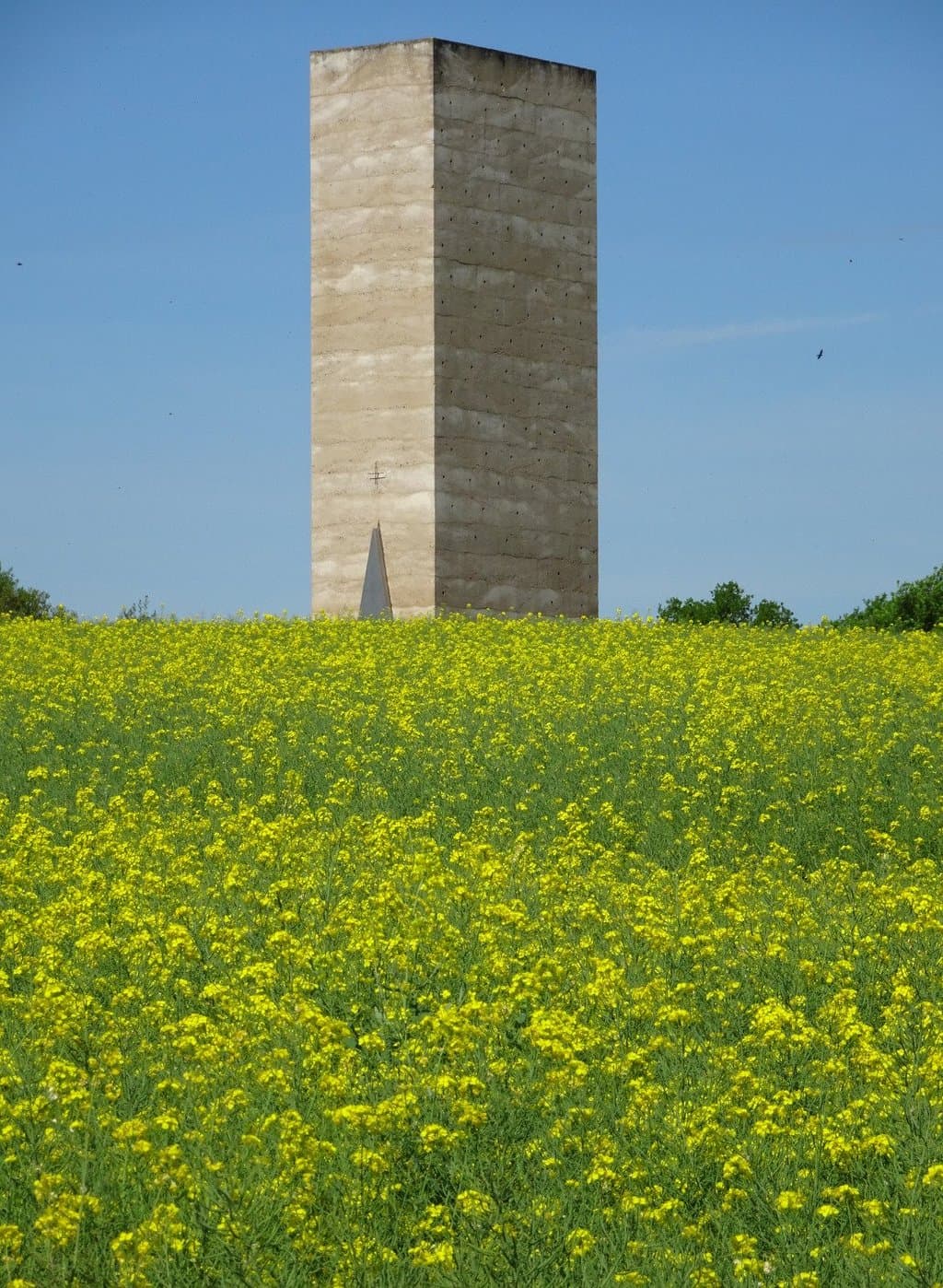 Die Bruder Klaus Kapelle mit Rapsfeld