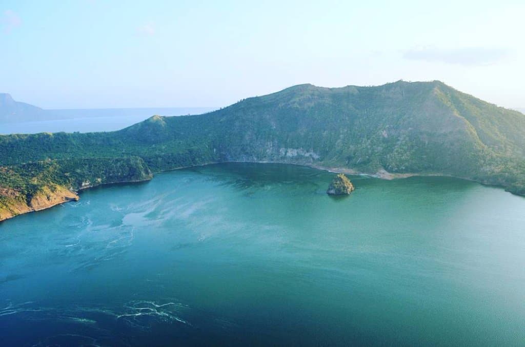 The water on the crater has a bluish green color because it’s a salt water from the ocean.