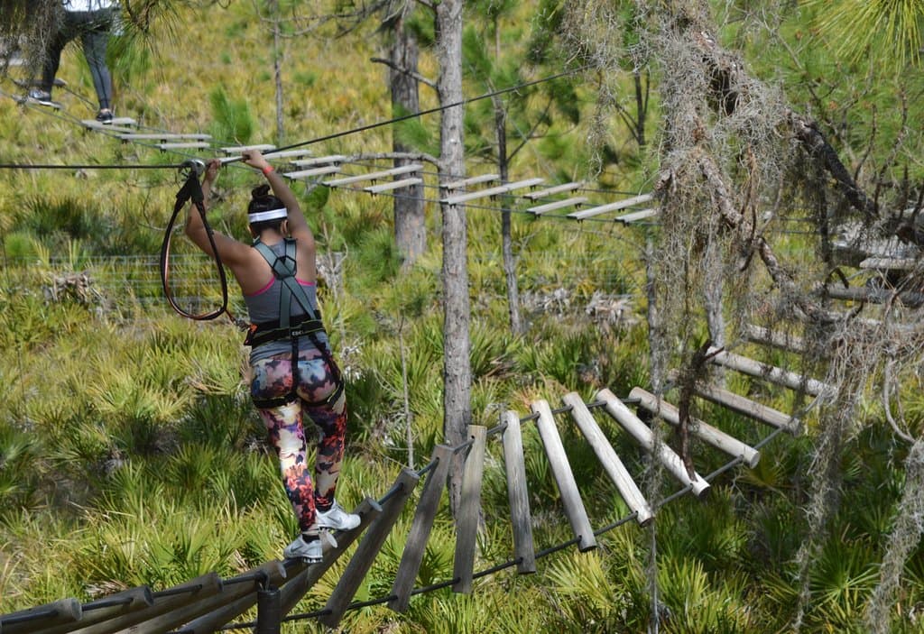 The Scramble course will challenge your balance as you climb higher into the trees
