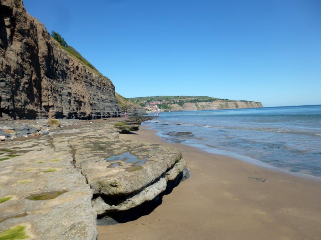 View towards Robin Hood's Bay - tide on the way out (don't try and walk along the sands yet!)