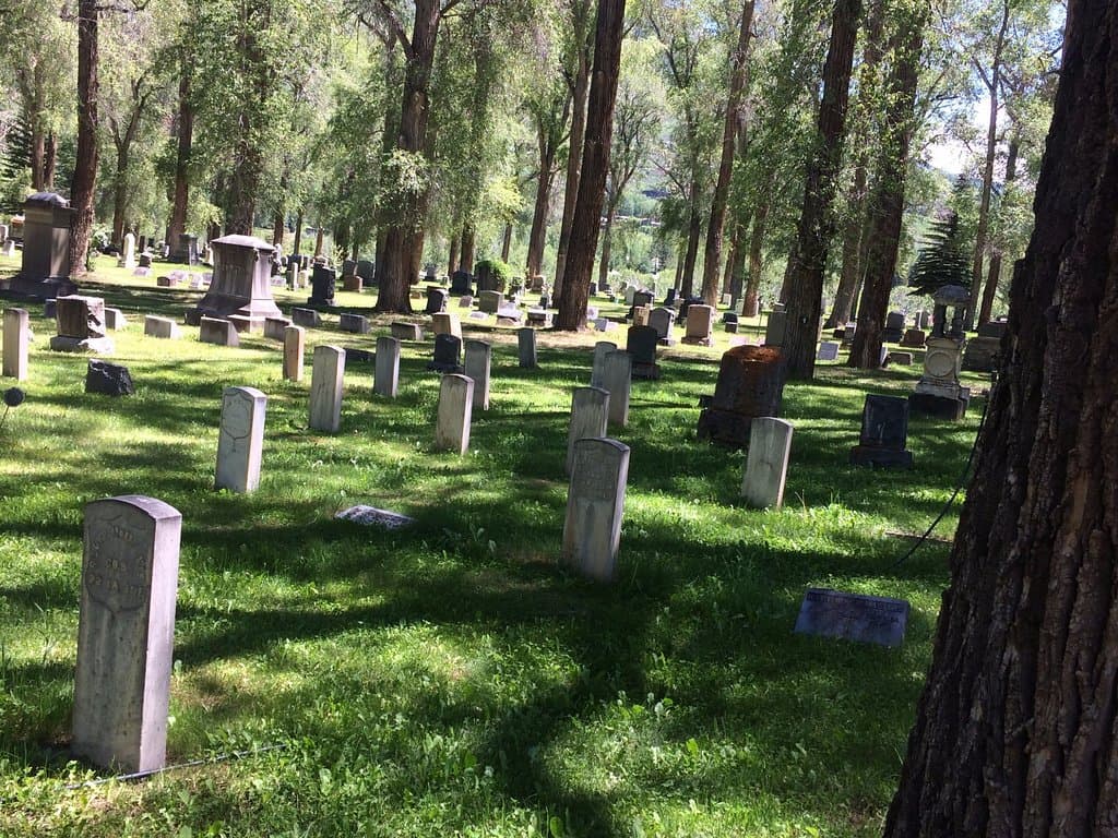 Afternoon view of the cemetery just above the Roaring Fork River