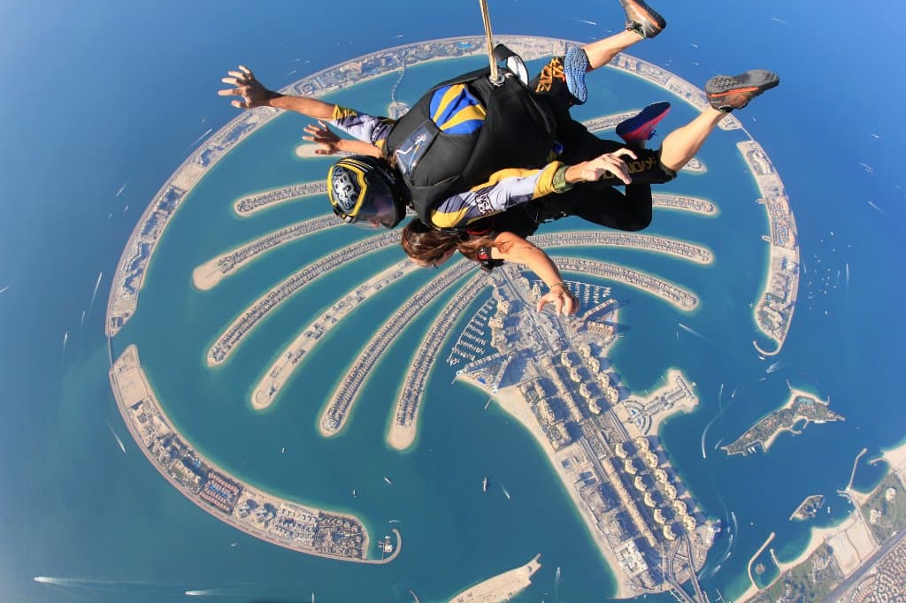Experience skydiving in Dubai! This photo was taken over our Palm DZ location. 