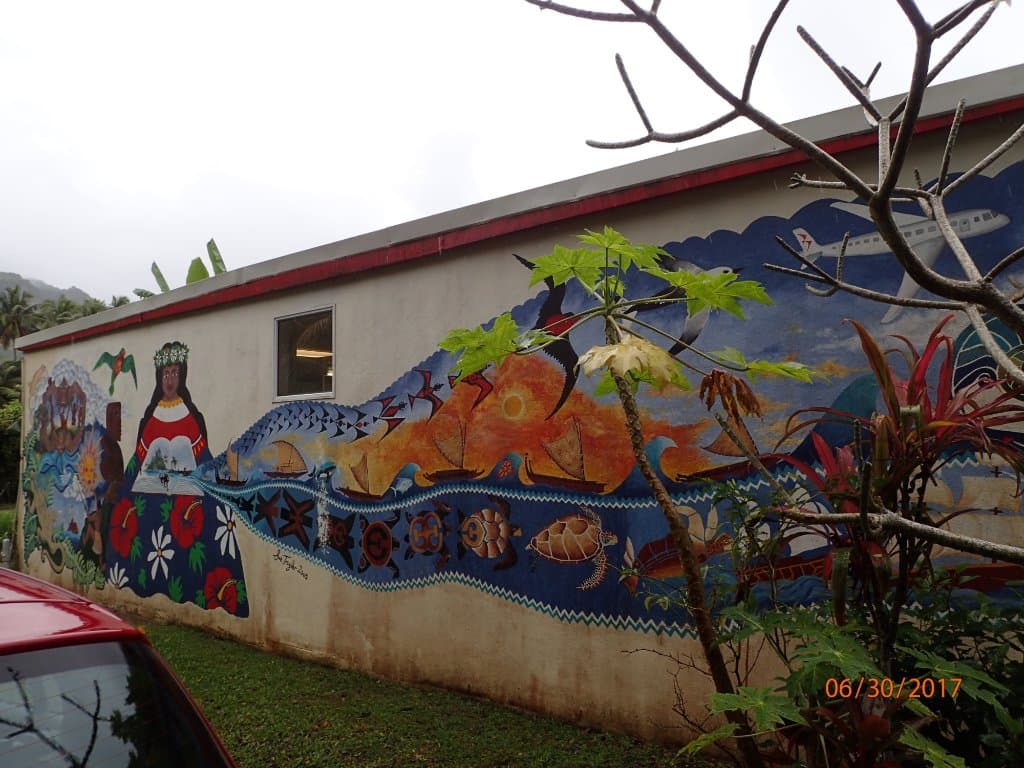 The mural on the side of the library/museum