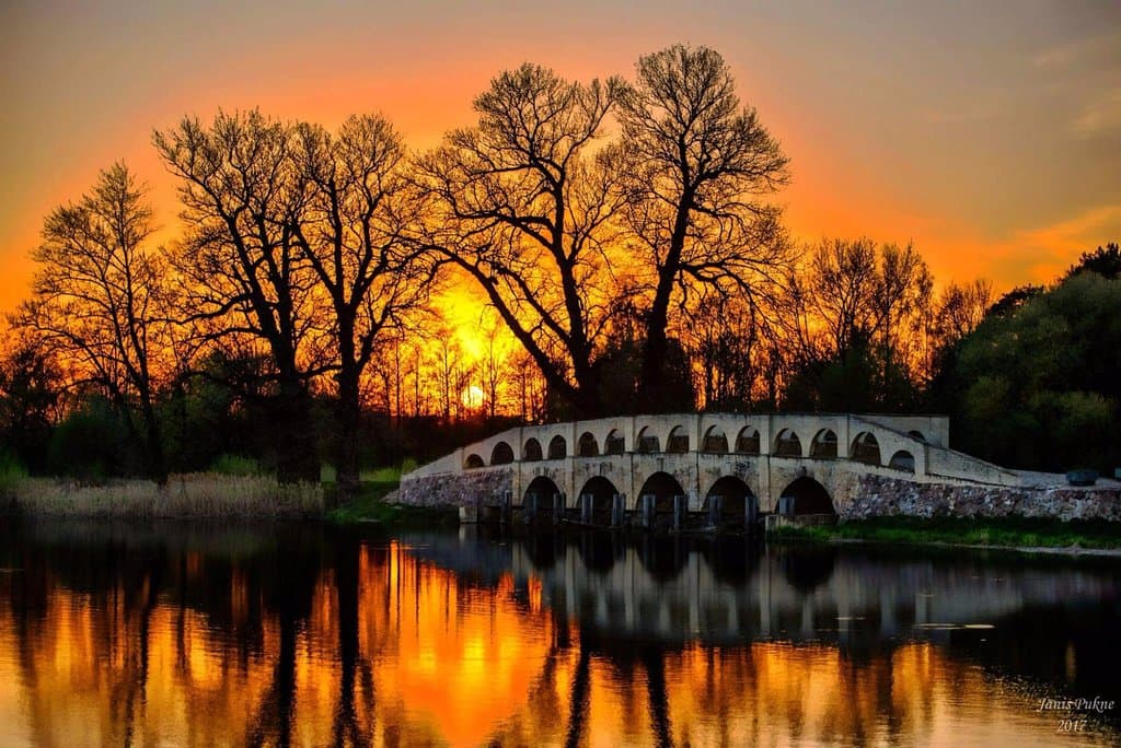 Arch bridge in the evening